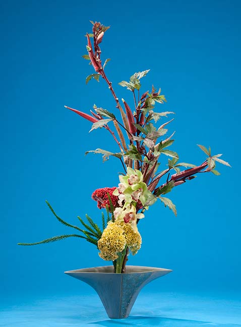 オクラ、シンビジューム　生花